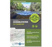 Ausable River Fly Fishing Map | Adirondack High Peaks Guide - Ramo Est e West Branch | Include piscine da pesca e sentieri escursionistici sul fiume Ausable nelle vicinanze | Durevole, impermeabile e