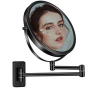 AusDaur Specchio da trucco con ingrandimento 10x, specchio da 20,3 cm con braccio di estensione, girevole a 360°, per bagno e hotel, nero