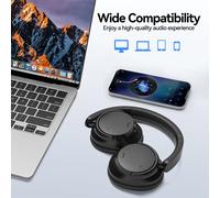 AUSDOM E7 PRO Cuffie over Ear Cuffie con cancellazione del rumore Bluetooth wireless con tempo di riproduzione 80 ore, cuffie ANC con microfoni