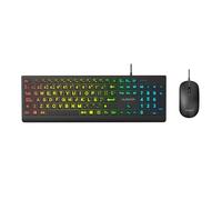 AUSDOM KAM100 Set tastiera e mouse spagnola cablata con chiave Ñ, layout spagnolo RGB retroilluminato per tablet PC portatile, tastiera spagnola