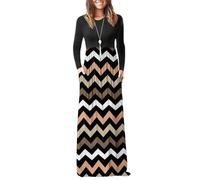 AUSELILY Abito Casual a Maniche Lunghe da Donna Maxi Gonna con Tasca e Lunghezza del Pavimento