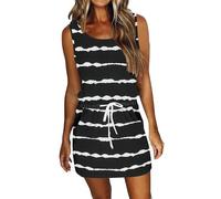 AUSELILY Vestiti Estivi Donna Senza Maniche con Tasche, BlackWave, L
