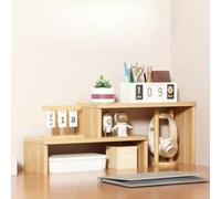 AUSHOPLAH Mensola da scrivania in legno a 2 livelli, minimalista E68 (A legno, 60 x 12 x 24 cm)