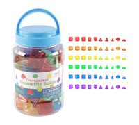 Ausi 60 pezzi di blocchi di forme di solidi geometrici traslucidi colorati, strumenti di riconoscimento delle forme portatili da viaggio educativi Montessori