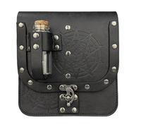 Ausi Borsa da cintura in similpelle medievale Alchemy Fantasy Wizard Marsupio Marsupio laterale regolabile per Ren Faire Cosplay Nero