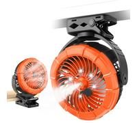 Ausic Ventilatore magnetico nebulizzatore, ventilatore portatile da golf cart con nebbia/LED, ventilatore a clip per passeggino