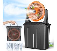Ausic Ventilatore nebulizzatore portatile da 9 l, per patio, 20000 mAh, ricaricabile, alimentato a batteria, 3 forti venti, 3 grandi uscite di spruzzo, per pesca/viaggi/feste in giardino/golf/tenda