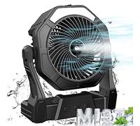 Ausic Ventilatore nebulizzatore portatile, 10000 mAh, alimentato a batteria ricaricabile tramite USB, con nebulizzatore, ventola di raffreddamento da 20 cm, con serbatoio dell'acqua da 250 ml e
