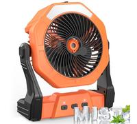 Ausic Ventilatore nebulizzatore portatile, ventole per esterni per patio con nebbia d'acqua, batteria ricaricabile da 30000 mAh, ventola di raffreddamento personale con nebulizzatore, 20 cm, serbatoio
