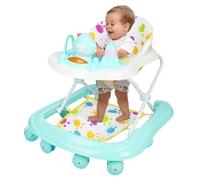 Ausilio Didattico per Neonati - Babywalker- vassoio per pasti e vassoio per attività musicali rimovibili, 6 mesi e più, anti-ribaltamento con ruote silenziose a 360°,62 * 68 * 36-81 cm - Verde