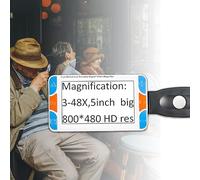 Ausilio visivo - Lente d'ingrandimento digitale portatile da 5 pollici, con manico pieghevole, zoom 3x-48x, 26 modalità colore, doppia fotocamera, per visione da vicino e da lontano