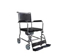 Ausilium Sedia Comoda WC per Disabili e Anziani con Incavo Frontale Igienico - Braccioli Ribaltabili, Pedane Estraibili e Regolabili - Telaio in Acciaio Robusto, Portata 100 kg, Seduta Imbottita