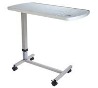 Ausilium Tavolino Servitore Regolabile in Acciaio con Ruote e Piano in ABS, 84x42 cm, Altezza 72-113 cm