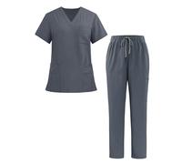 Ausing Kit da Matto Unisex Cappello da Matto + Pantaloni da Matto Uniforme da Medico Unisex Set da Matto Giacca Top Grigio S