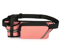 Ausion Marsupio per uomo e donna, cintura regolabile, alla moda, resistente all'acqua, per escursioni, viaggi, casual, corsa, escursionismo, ciclismo, rosa con portabottiglie