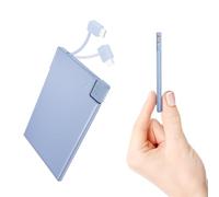 Auskang Power Bank sottile con cavo integrato da 2500 mAh, versione USB C, la batteria portatile più leggera e il caricabatterie portatile più sottile, formato carta di credito (blu)