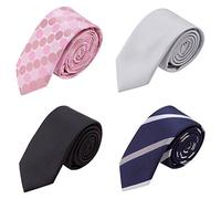 AUSKY Confezione da 4 cravatte skinny per uomini e ragazzi, 5,9 cm di larghezza, cravatte sottili in diversi stili testurizzati set misto, 4 confezioni miste P, skinny tie