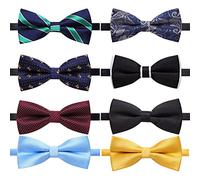 AUSKY Confezione da 8 eleganti papillon pre-annodati regolabili per uomini e ragazzi (confezione da 1, 4, 5, 6 e 8 pezzi), G, taglia unica