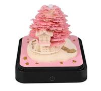 Ausla 3D Memo Pad, 2026 Calendario 3D Carta Carving Art Notepad con Luce a LED per Natale Housewarming Decorazione Desktop (PINK)