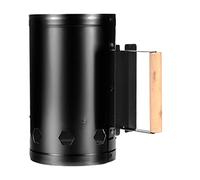 Ausla Accenditore a per Carbone con Manico in Legno, Piatto in Acciaio Inossidabile Ispessito per Cucinare All'aperto, Barbecue e grigliate. (Black)