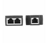 Ausla Adattatore Cavo Ethernet da 2 Pezzi, Connettore LAN ABS RJ45 Femmina 1 in 2 Uscite Splitter Ethernet Extender per Cavo Internet Hub ADSL Switch TV (BLACK)
