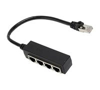 Ausla Adattatore Splitter RJ45, Materiale ABS, Core Placcato in Oro a 8 Pin, 4 Porte per Comodo Networking Presso l'ufficio di Casa
