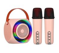 Ausla Altoparlante Karaoke con 2 Microfoni, Cassa Audio Wireless Portatile, Luci RGB e Batteria da 4 Ore per Cantare Durante le Feste a Casa (PINK)