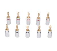 Ausla Banana Plugs, 10Pcs 4mm Dorati Spinotti Banana Jack con Doppia Vite per Cavi Speaker 12-18 AWG, Piastra da Parete, Home Theater, Ricevitore Audios Video
