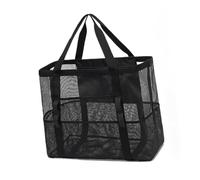 Ausla Borsa da Spiaggia in Rete, Borsa in Nylon Ad Asciugatura Rapida con Grande capacità, Ideale per Gite in Famiglia, Accessori per Piscina e Spiaggia (BLACK)