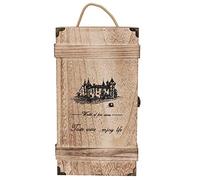 Ausla Box da Vino Vintage in Legno per 2 Bottiglie con Corda Decorativa Custodia Elegante per gli Amanti del Vino Decorazione