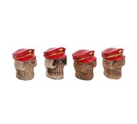 Ausla Cappucci Valvola per Pneumatici con Teschio Cappucci Stelo Valvola in ABS e Rame, Confezione da 4, Coperture Antipolvere Ermetiche con Guarnizione in Gomma, Universali per Auto, Bici, SUV,