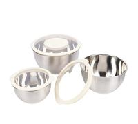 Ausla Ciotole per Mescolare, Acciaio Inossidabile con Accessori per Grattugia, Base Antiscivolo, Preparazione dei Pasti, Set da 3 Pezzi, 1,5 L, 3 L, 5 L per Cucinare e Servire (Beige)