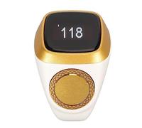 Ausla Contatore Digitale da Dito, Contatore Intelligente in Lega di Alluminio con Display da 0,49 Pollici, Sincronizzazione App 5.1 per Monitoraggio Fitness Meditazione Preghiera (WHITE)