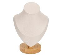 Ausla Espositore per Collana Log Flanella Porta Collana in Pelle PU Supporto per Negozio Al Dettaglio Espositore per Collana Modello Collo in Legno Massello Espositore per Collana