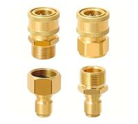 Ausla Kit di Collegamento Rapido per Idropulitrice, Raccordi in Ottone, Collegamenti Sicuri per Tubo M22 da 15 Mm e 3/8 Pollici, Ideale per Il Giardino e Il Lavaggio Elettrico (Gold)