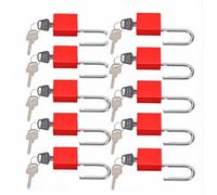 Ausla Lockout Tagout Lock Lucchetto di Sicurezza in Alluminio Rosso 10 Set Grillo da 38 Mm 2 Chiavi Ciascuno Grillo Temprato Caricato a Molla per Manutenzione Industriale Uso OSHA