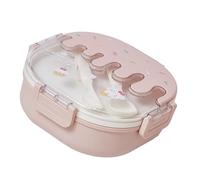 Ausla Lunch Box Portapranzo in Plastica per Bambini con 3 Scomparti Cucchiaio e Forchetta 7,3 X 7, X 2,8 Pollici Contenitore per Snack Gelato per Scuola Lavoro Viaggi Adulti Bambini (Rosea)