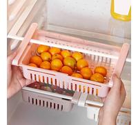Ausla Organizer per Cassetto del Frigorifero, PP, Efficiente Contenitore per Snack con Design Retrattile, Salvaspazio per Organizzare Frutta e Altro (WHITE 20,5 * 16,4 * 7,6)