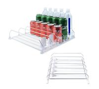 Ausla Organizzatore per Bevande per Frigorifero, Dispenser Regolabile per Lattine a Molla con Spinta Automatica a Scorrimento, per Birra Bevande 16.54x14.96x3.15in (WHITE)