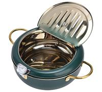 Ausla Pentola Tempura, Friggitrice in Acciaio Inossidabile 304 con Termometro, Mini Pentola Ideale per Cucinare a Casa e in Campeggio (Acciaio inossidabile 304#24cm)