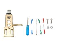 Ausla Porta Stilo in Vinile, Porta Cartuccia Fonografica in Lega di Alluminio con 4 Cavi di Collegamento per Giradischi DJ Professionali (GOLD)