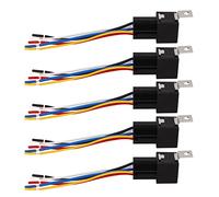 Ausla Relè Automobilistico, Kit Cablaggio relè per Auto Impermeabile 12V 40A in Rame ABS a 5 Pin, Presa di Collegamento Rapido, Contatto in Rame, per Dispositivo di Controllo Automobilistico e