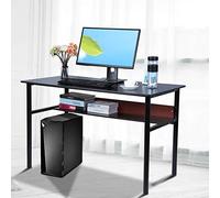 Ausla Scrivania per Computer Semplice e Moderna, in MDF e Scrivania da Ufficio in Ferro, Postazione di Lavoro per PC a Due Livelli, con Ripiano Rialzato, per Scrivere, Studiare a Casa e Piccoli