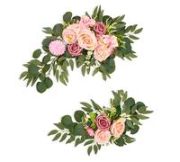 Ausla Set di Fiori Artificiali, Decorazioni per Matrimoni in Plastica con Disegno Floreale, Perfette per Ricevimenti Ad e Decorazioni per l'ingresso, Set di 2 nelle Dimensioni 60x25 Cm e 40x20 Cm