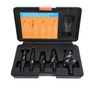 Ausla Set di Punte per Trapano a Gradini da 5 Pezzi, Materiale HSS, Design a Scanalature, da 1/8" a 1-3/8", Ideale per Progetti in Legno, Metallo e Plastica