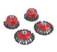Ausla Spazzole per smerigliatrice angolare, Set 4 Spazzole a Tazza e a Disco in Acciaio con Filo Intrecciato Conico, Diametro 75mm e 100mm, Attacco M14, Modello 98302 e 98902
