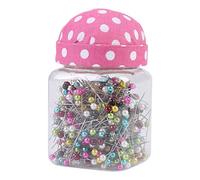 Ausla Spille da Cucito in Vetro Multicolore 500 Pezzi, Testa a Sfera 4-38 mm per Trapuntatura Gioielli, Base Rosa a Puntini Bianchi