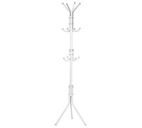 Ausla Stativo per Vestiti Appendino Porta Abiti con 10 Ganci Organizzatore con Base Triangolare in Tubo D'acciaio Robusto per Casa Camera da Letto Ufficio Ingresso (WHITE)