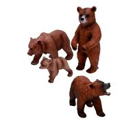 Ausla Statuette di Orsi Realistici, Figure di Orsi in Miniatura in PVC da 4 Pezzi con Pose Diverse, Set di Modelli di Animali Grizzly Marrone per la Collezione di Display per l'home Office