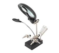 Ausla Supporto con Lente d'Ingrandimento Regolabile, 3 Livelli Ingrandimento (2.5X/7.5X/10X) con Luce LED - Base a Morsetto per Modellismo e Riparazioni